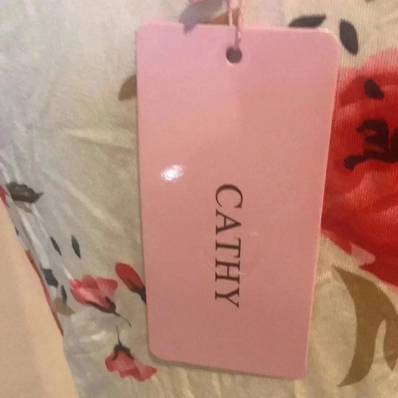 Cathy Floral Pink and White Sleeveless Swing Tank Top-Size Small - Picture 5 of 6